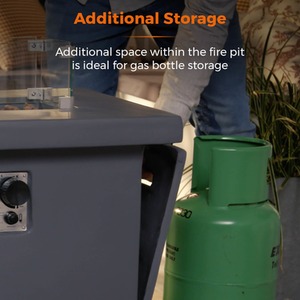 Magna Rectangular Gas Fire Pit Low - Grey by Tower