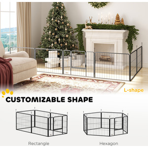 PawHut 6 Panel Dog Playpen - Grey / 60cm by PawHut