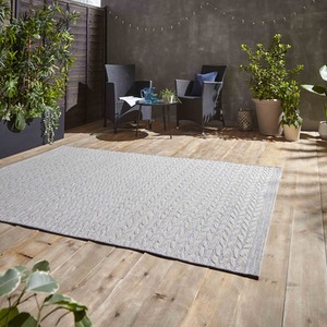 Grey and Cream Weatherproof Garden Outdoor Rug by The Rug Wholesaler