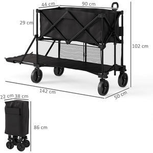 Outsunny Double Decker Folding Trolley Cart with 200KG Capacity - Black by Outsunny