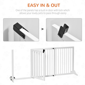 PawHut Wooden Pine Pet Gate - White by PawHut