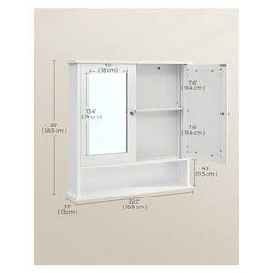 VASAGLE Bathroom Cabinet with Mirror, Wall Cabinet - White by VASAGLE