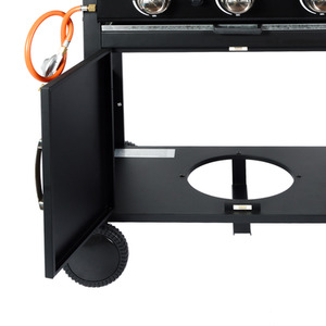 Outdoor Gas BBQ Grill Trolley With Side Shelf - Black / 106cm by Livingandhome
