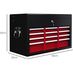 HOMCOM Lockable Metal Tool Chest - Red by HOMCOM