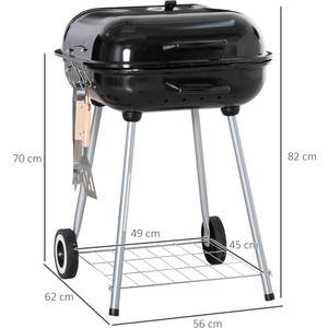 Outsunny BBQ Charcoal Smoker Grill - Black by Outsunny