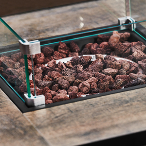 Square Rattan Outdoor Gas Fire Pit Table with Screen - Brown by Teamson Home