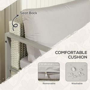 Outsunny Outdoor Patio Sofa Set with Table Cushions Stool - Light Grey by Outsunny