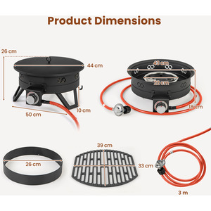 58000 BTU Propane Firepit - Black by Costway