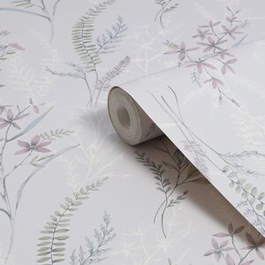 Fresco Jasmin Botanical Floral Mauve Wallpaper - Purple by Fresco