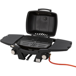 Portable Propane Gas Grill with Side Tables - Black by Garden Sanctuary