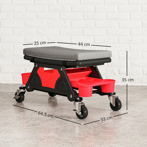 HOMCOM Capacity Rolling Mechanic Stool - Black by HOMCOM