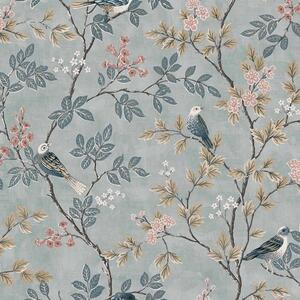 Superfresco Easy Birds of a Feathers Floral Denim Wallpaper - Blue by Superfresco Easy