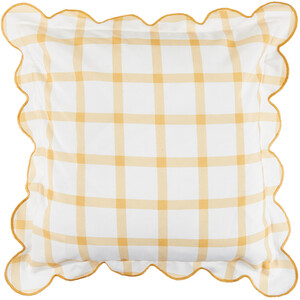 Portland Check Cushion - Ochre and White