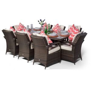 Arizona Square Rattan Patio Dining Set - Brown / 8 by Giardino