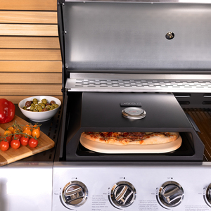 BBQ Pizza Box With Thermometer - Black by Charles Bentley