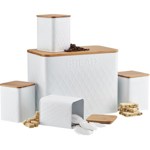 5 Piece Kitchen Set with Bamboo Lids - White by Cooks Professional