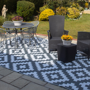 Outdoor Rug for Garden, Decking and Patio - Waterproof - Grey Geometric by Valiant