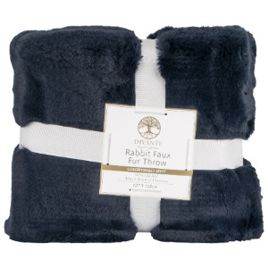 Rabbit Faux Fur Throw - Navy / Medium by Divante