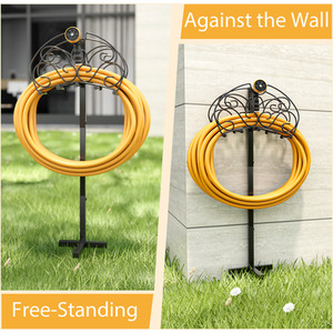 Garden Hose Holder Freestanding Water Hose Stand - Black by Costway