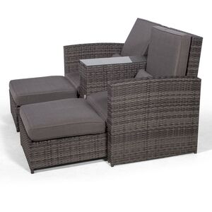 Nevada Double Reclining Rattan Sun Loungers Set - Grey by Giardino