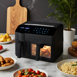 Dual-Zone Air Fryer with Smart Touch Screen - Black by komore