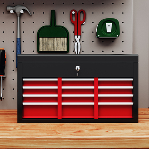 HOMCOM Lockable Metal Tool Chest - Red by HOMCOM