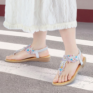 Sandals Bohemian Rhinestone Wedge Beachwear by Livingandhome