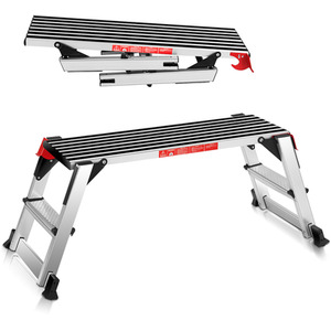 Foldable Step Bench Work Platform - Silver by Costway
