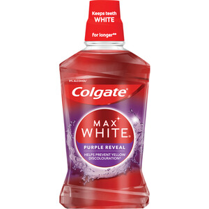 Colgate Max White Purple Reveal Mouthwash 500ml - Red by Colgate