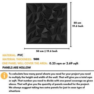 3D Wall Panels (50x50 cm) PVC Cladding Panel with Diamond Design by NOVECRAFTO