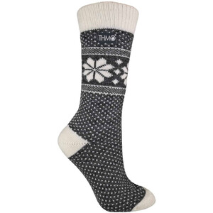 Ladies Vintage Nordic Fairisle Style Winter Wool Blend Socks - Grey by THMO