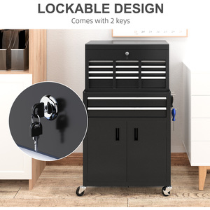 HOMCOM Portable Tool Chest with Wheels Drawers for Garage - Black by HOMCOM