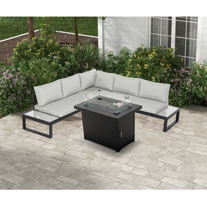 Brooklyn Gas Fire Pit - Black by Outdoor Essentials