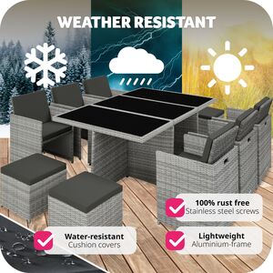 New York Rattan Garden Furniture Set with Protective Cover - LIght Grey by tectake