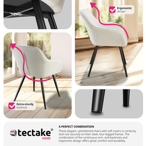 Dining Chair Scandi - Padded Boucle Cover, High Backrest by tectake