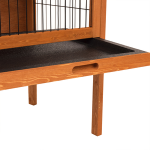 FSC Wooden Raised Pet Hutch Guinea Cage Run Cleaning Tray - Light Brown by Charles Bentley