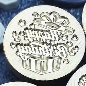 Happy Birthday Wax Stamp Head - Gold by Syntego