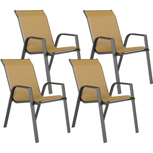 Outsunny Rattan Garden Chairs Set of 4, Stackable Outdoor Armchair by Outsunny