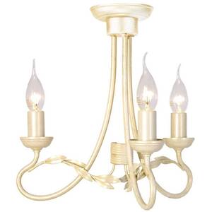 Olivia Chandelier 3 Light Ivory, Gold Finish, E14 - Gold