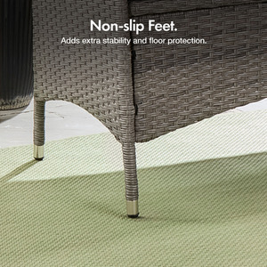 Rattan Love Seat for Garden with Glass Tabletop 2 Person - Grey by VonHaus