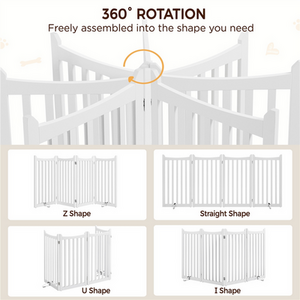 Yaheetech 4-Panel Foldable Wooden Dog Gate Pet Fence - White / 90.5cm by Yaheetech