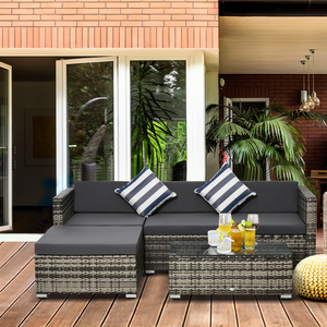 Outsunny 5 Pieces Rattan Sofa Set - Mixed Grey by Outsunny