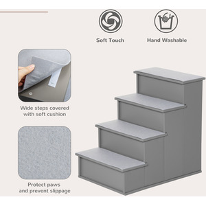 PawHut 4 Step Cushioned Pet Stairs - Grey by PawHut