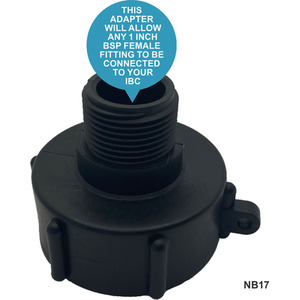 IBC S60x6 (2 inch) Female to (1 inch) BSP Male Adaptor - Black by DNA PACKAGING LTD