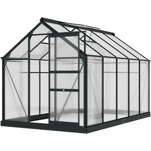 Outsunny Polycarbonate Walk-In Aluminium Garden Greenhouse - Grey, Clear / 6x10ft by Outsunny