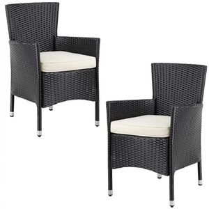 Rattan Garden Chairs Set Of 2 - Black