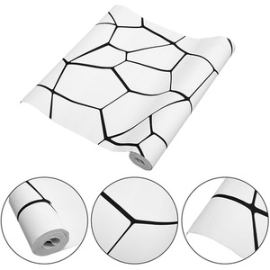 HomeScape Wallpaper Monochrome Cracked Stone Look - Black and White by Kindred Trading LTD