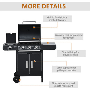 Outsunny Gas Burner Barbecue Grill - Black by Outsunny