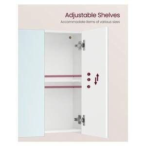 VASAGLE Wall Cabinet with Bathroom Mirror - White by VASAGLE