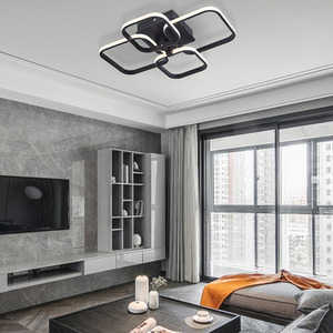 Multi-Square Chandelier Ceiling Light (Black Frame) - Black / 42W by Livingandhome